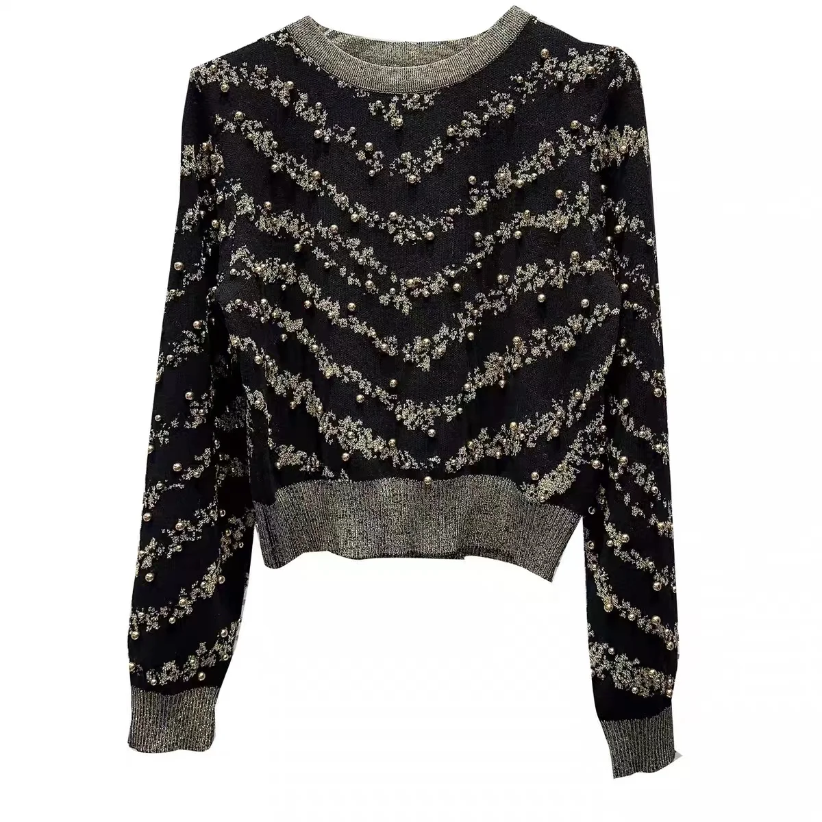 Ladies Loose Fit Polyester Stripe Sweater