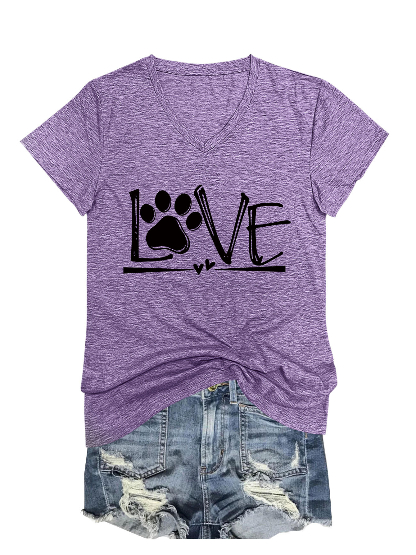 Geometric Print Round Collar Ladies T-Shirt