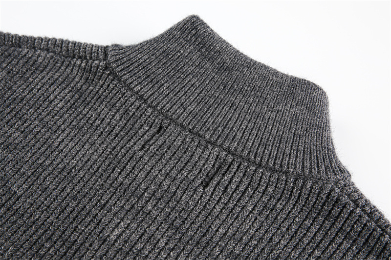 Oversized Japanese Workwear Zip-Up Ribbed Sweater