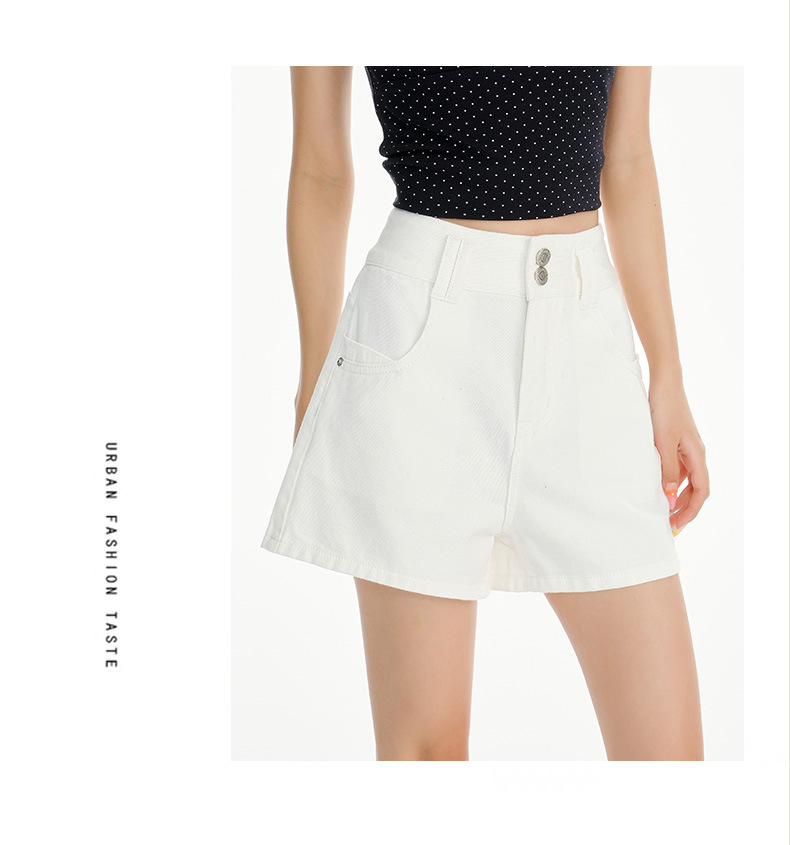 Light Blue High-Waisted A-Line Denim Shorts for Women Loose and Slim Fit Wide-Leg Hot Pants