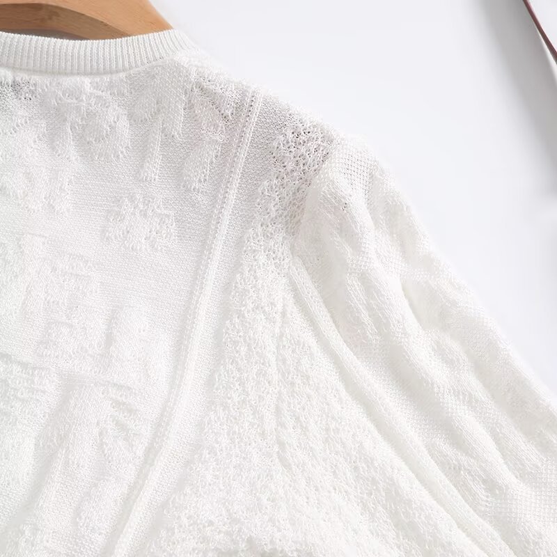 Ivory Cutout Full Sleeve Crew Sweater