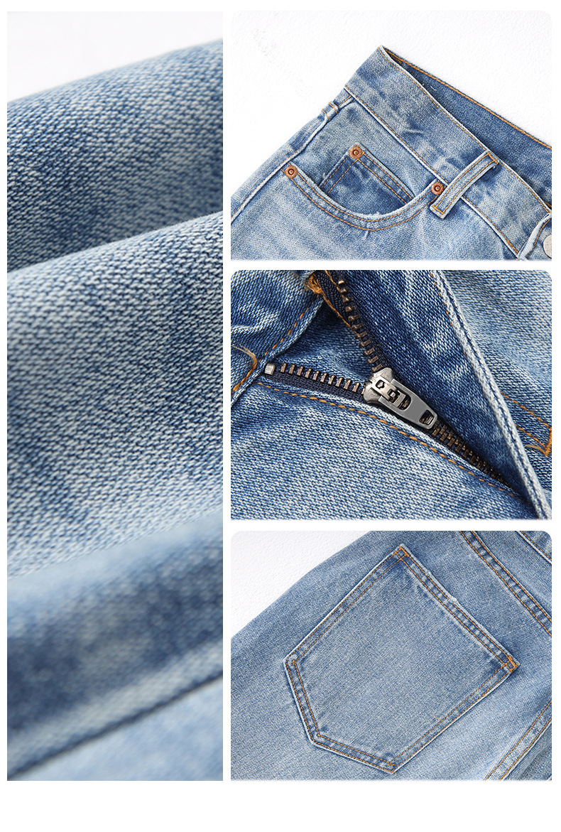Women's Washed Wide-Leg Jeans Female Loose Slim Floor-Length Straight Pants