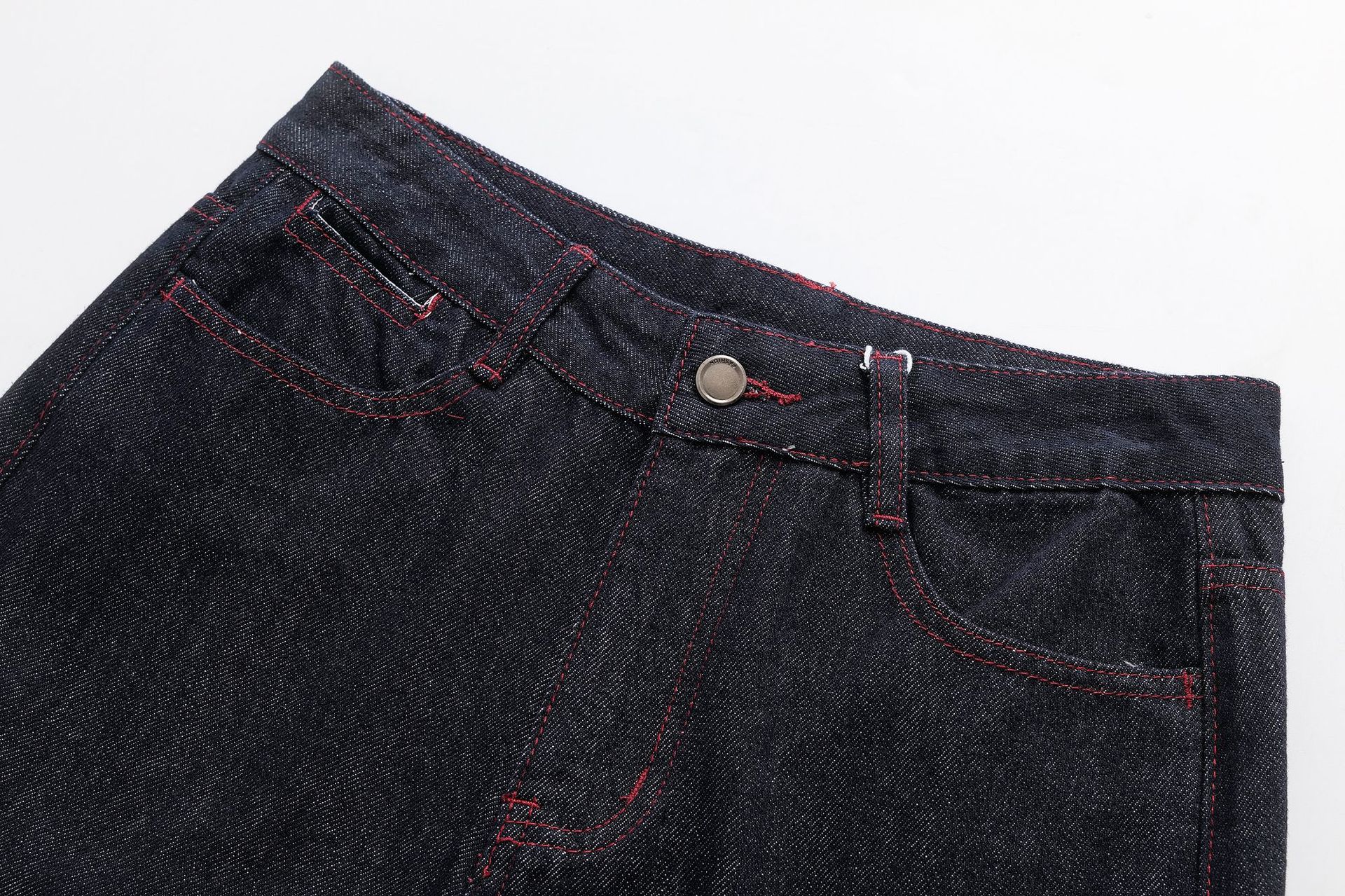 High waisted straight leg slim fit red line wide leg jeans