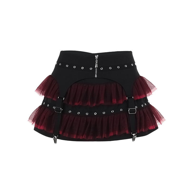 Ladies' Edgy Polyester Color Block Mini Skirt