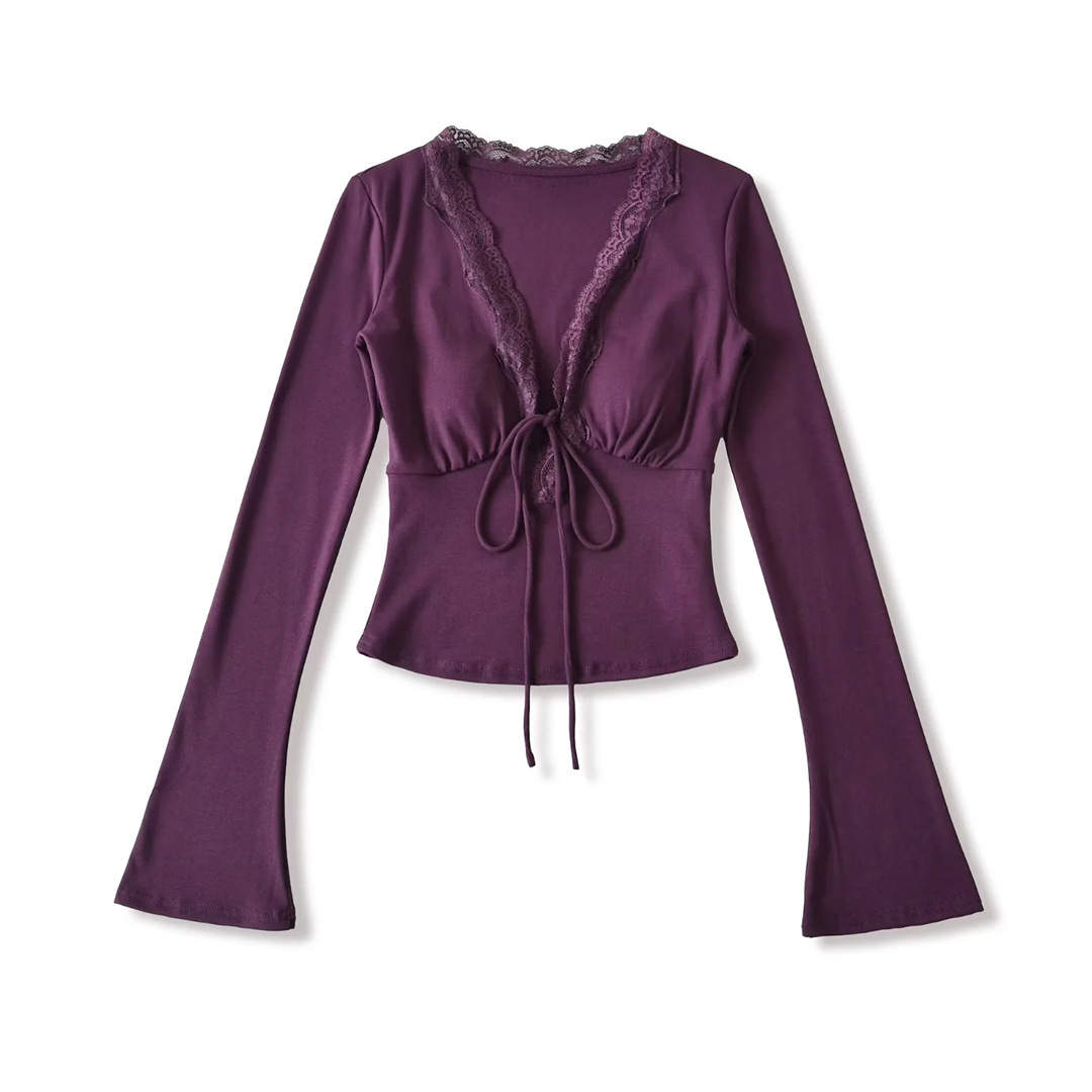Solid Private Lady Plunge Neckline Slim Fit Top