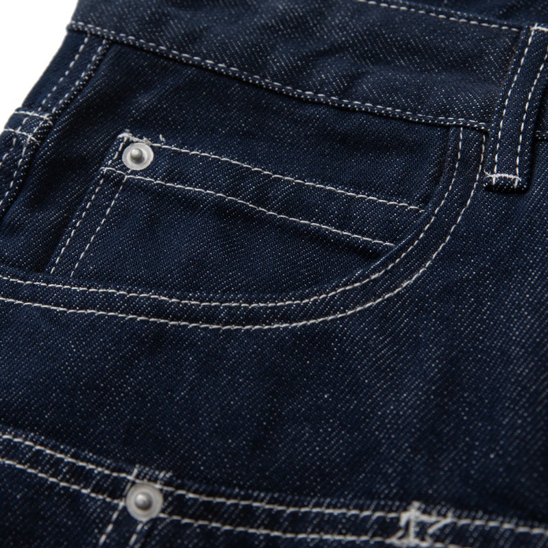 Denim Cargo Pants Men High Street Fashion Loose Wide Leg Casual Trousers