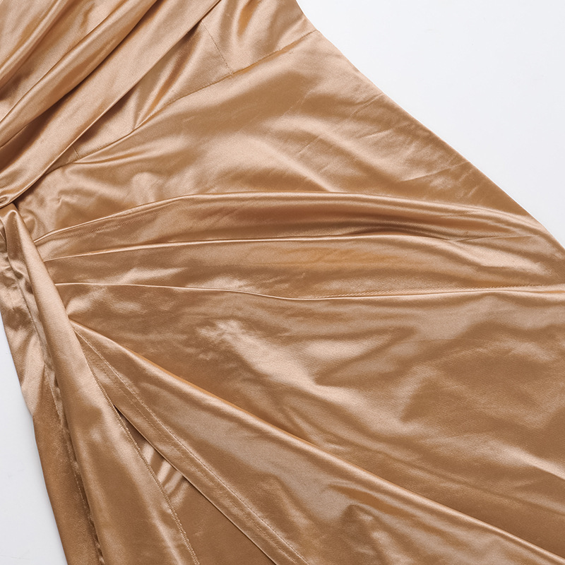Slim Hanging Neck Gathered Dress