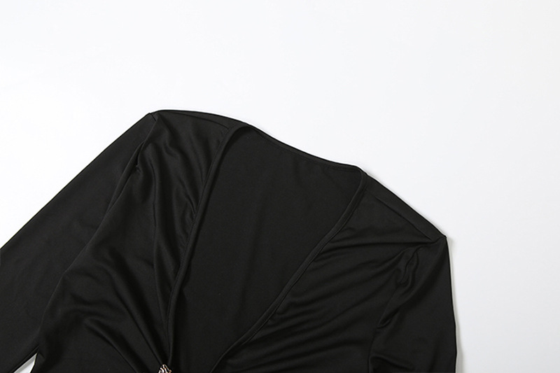 Plunging Cutout High-Waist Full-Sleeve Pencil Dress