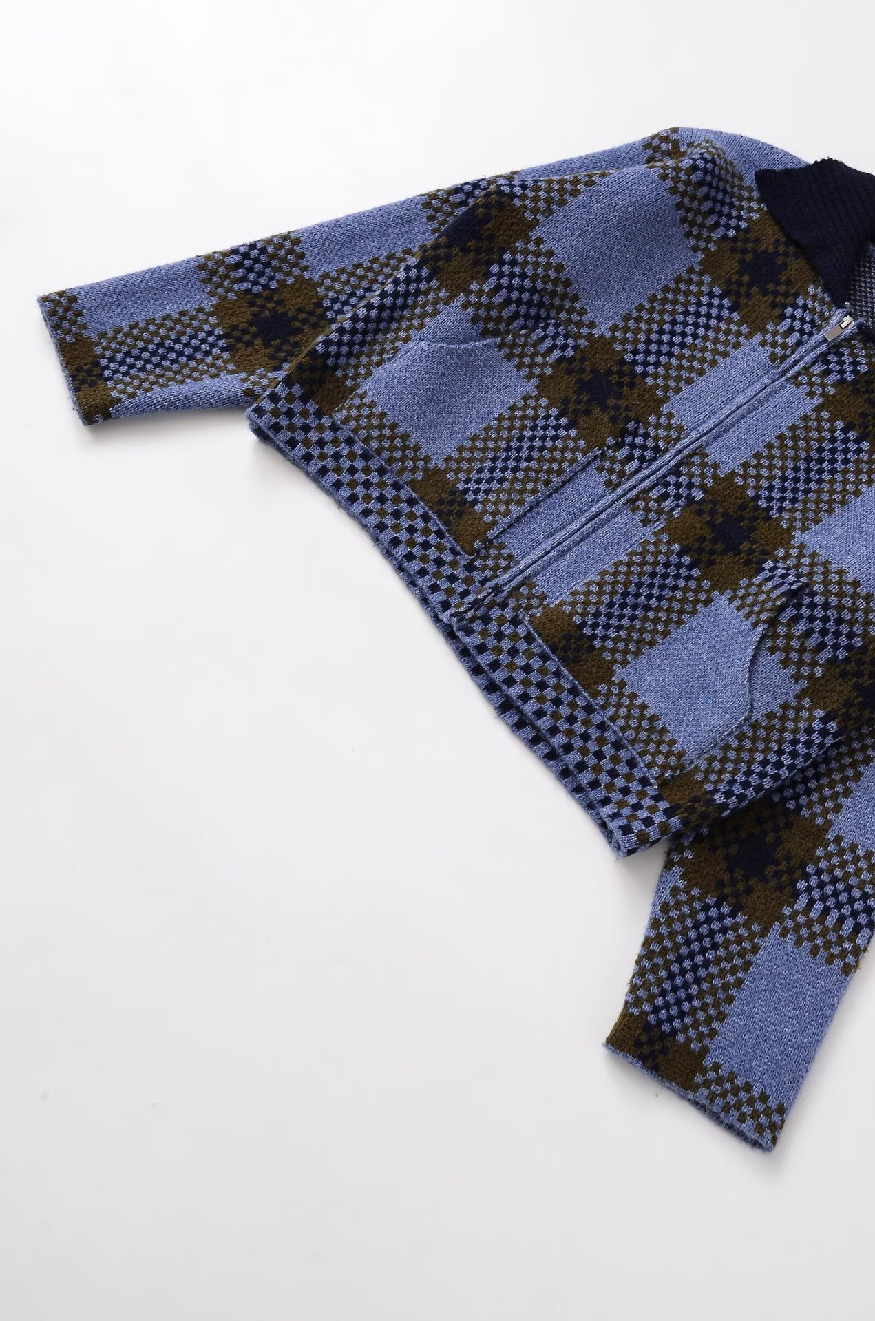 Plaid knitted jacket
