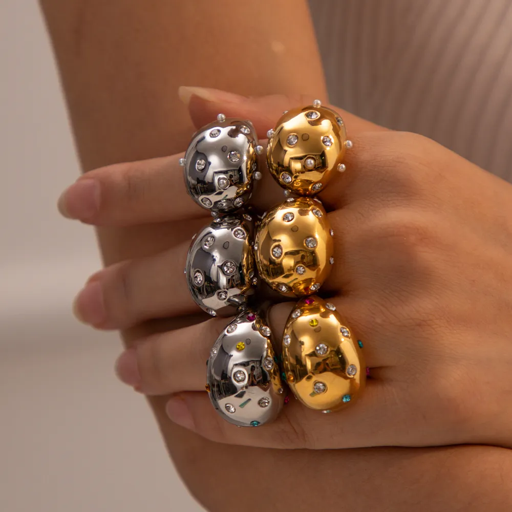 Thick Hollow Brushed Gold-Tone Water-Resistant Ring