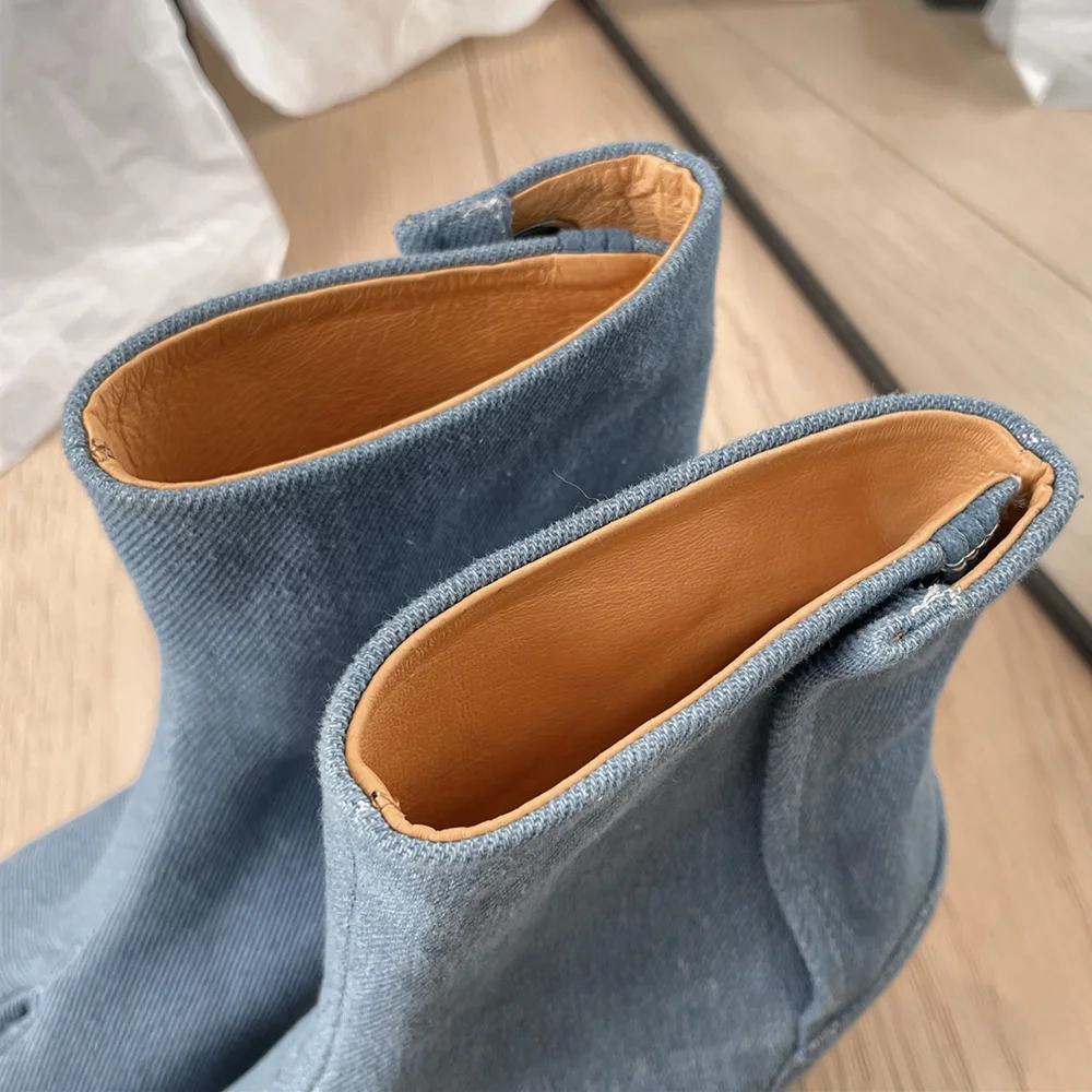 Classic Leather Pointed Toe Block Heel Boots