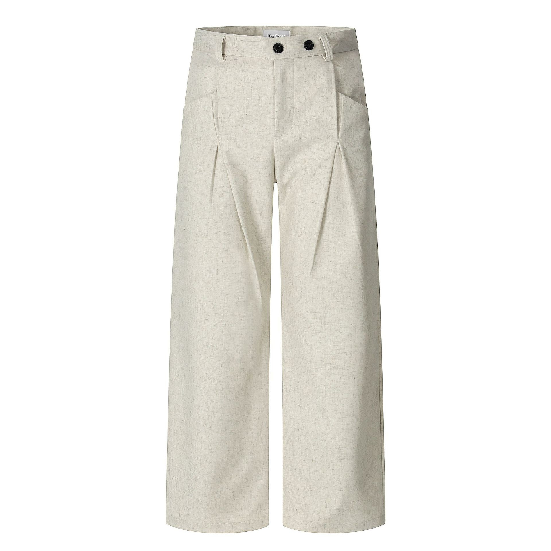 Trousers for Men and Women with Three-Dimensional Wide-Leg Pleated Loose Design Sense A-Line Casual Straight-Leg Pants