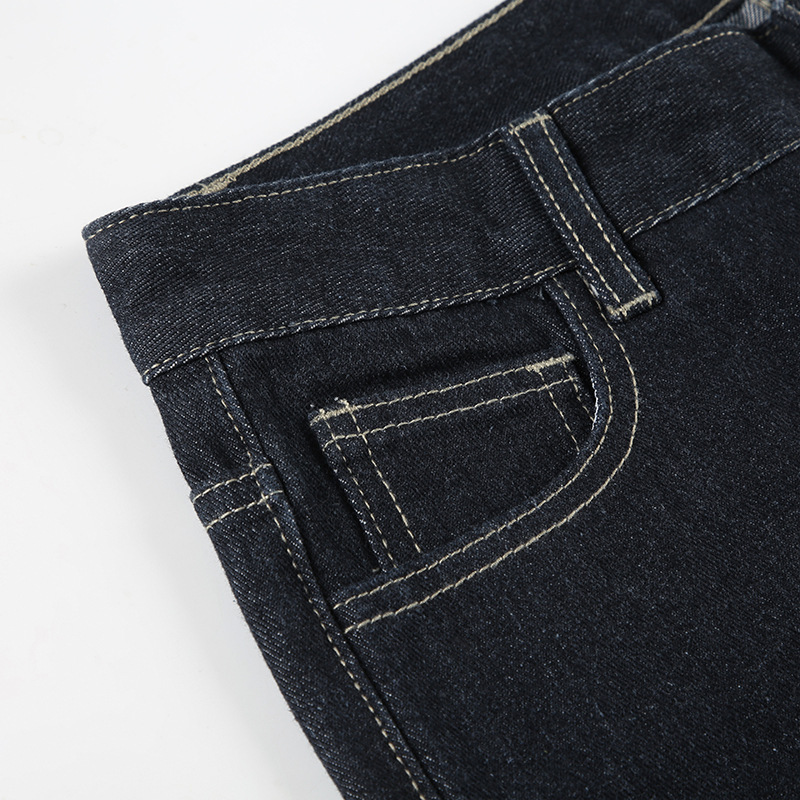 Vintage letter embroidery low waist slimming flared jeans