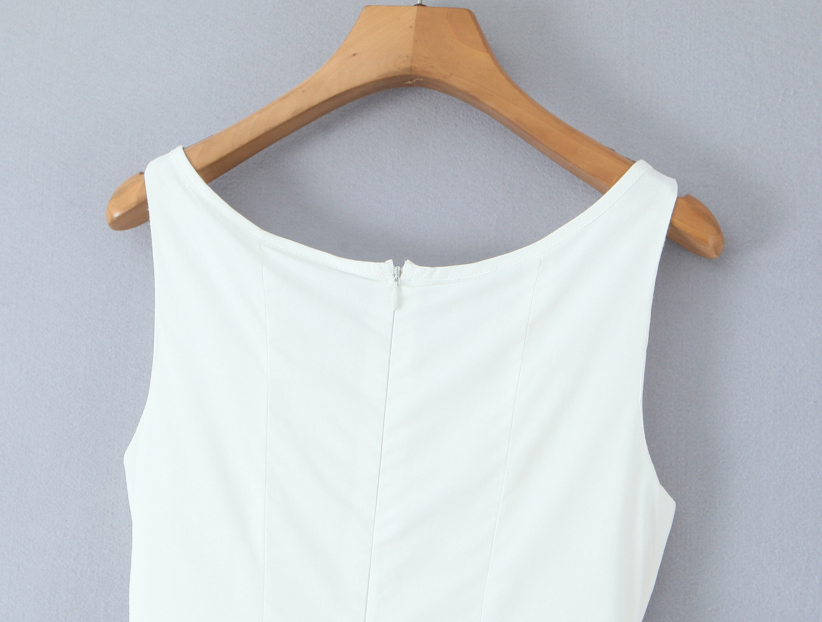 Round Neck Solid Polyester Polished Commute Dress