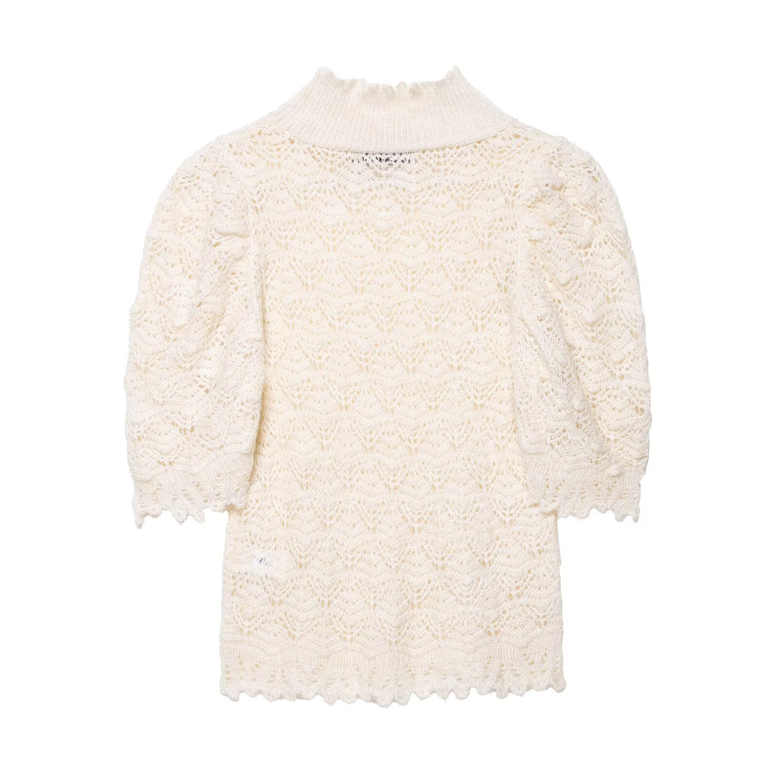 Mockneck Puff Shoulder Sweater