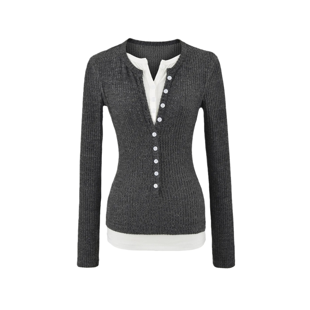 Sexy Dual-Tone Faux Overlay Top