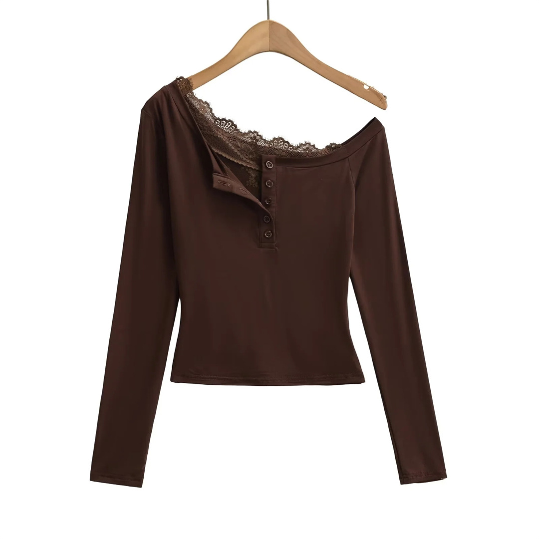 Ladies Plain Fitted Wrist-Length Angled Neck Tee