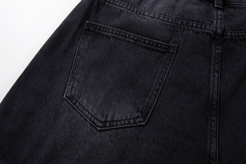 Streetwear Style Hip Hop Trendy Casual Black Knife Pants Ins Autumn Vintage Washed Loose Jeans