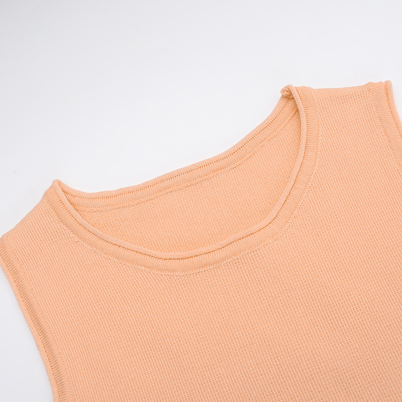 Sleeveless Round Neck Straight Polyester Spandex Dress