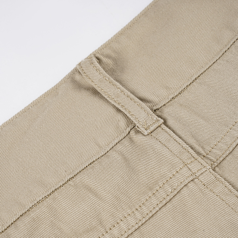 Retro khaki high waisted straight leg jeans for women