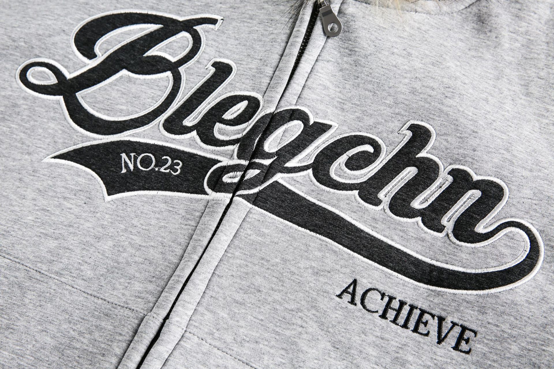Detachable fur collar spliced zipper hoodie