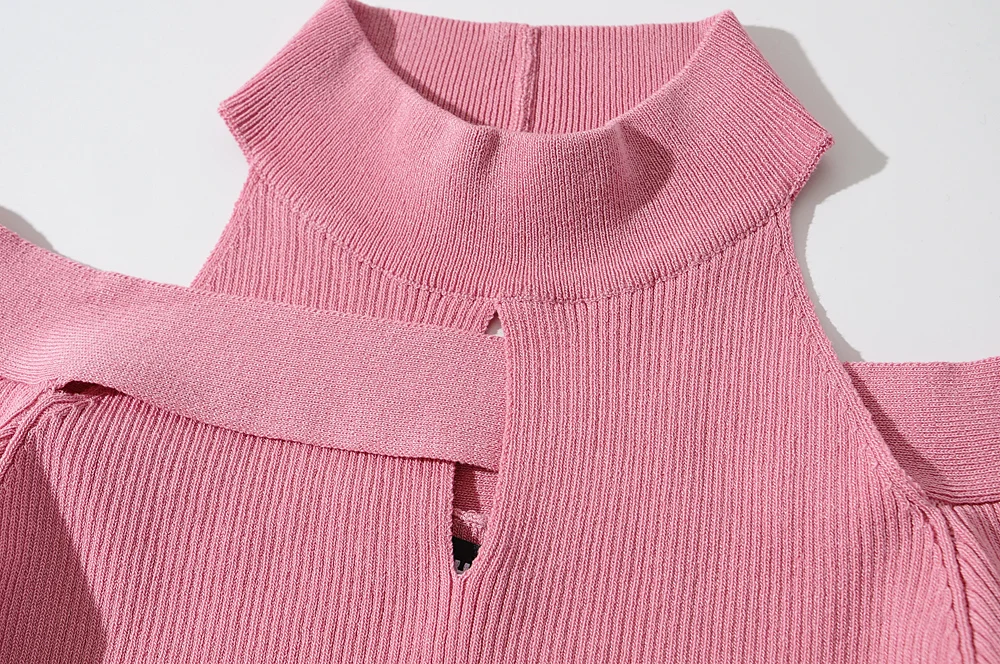 Blush Spandex Upper Arm Cutout Wrap Sweater