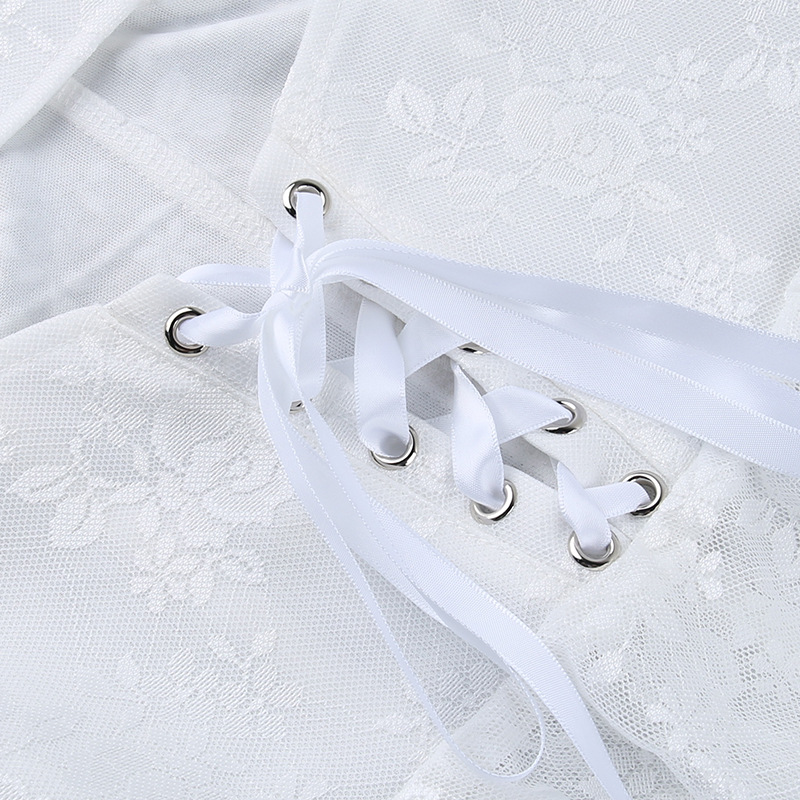 Strap Dress with Lace and Ruffle Design A-Line Dress
