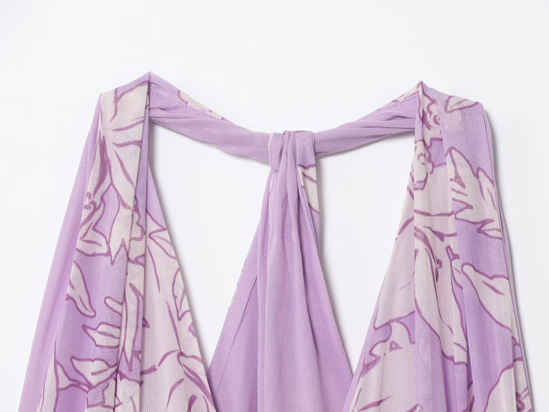Women's Clothing Printed Chiffon Halter Neck Long Dress