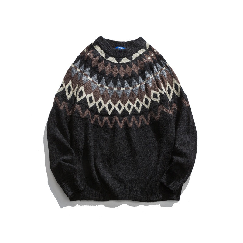 Loose Fit Japanese Workwear Color Block Sweater