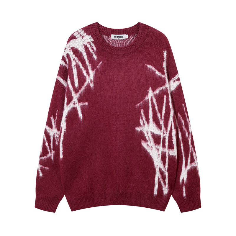 Slouchy Long Sleeve Cotton Polyester Crew Collar Sweater
