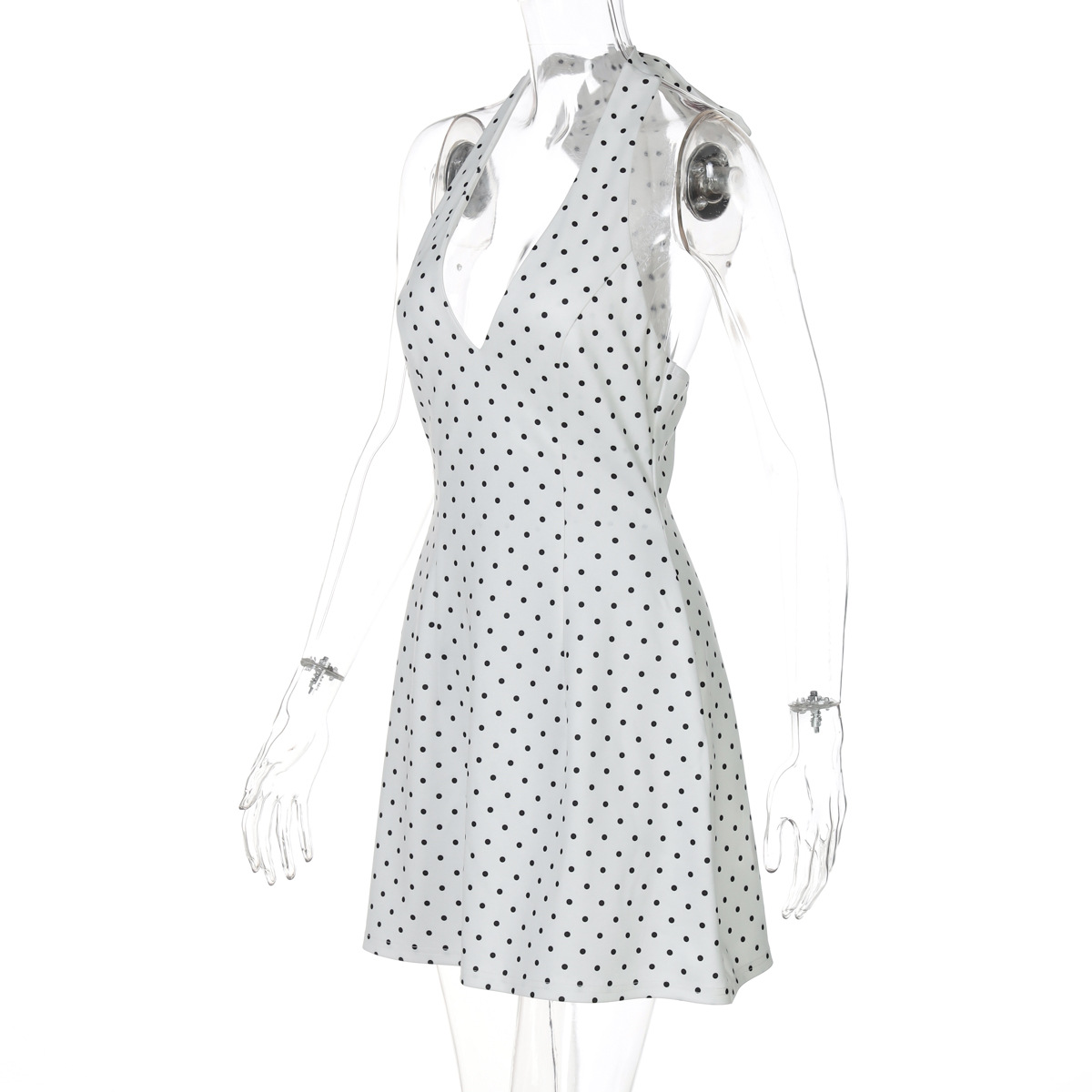 Ladies Chic Plunge Cross Back Patterned Dress