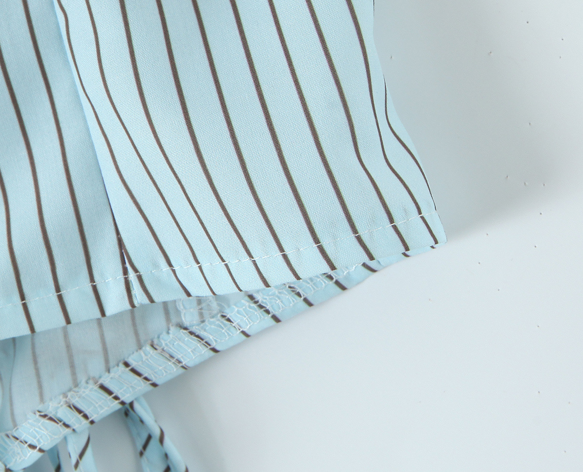 Blue striped chest wrapped small camisole vest