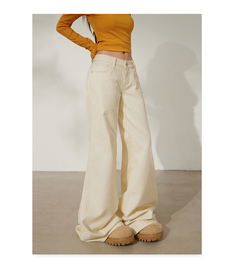 Women's Loose Flare Trousers Elastic Slimming Slight Flare Denim Pants for Women