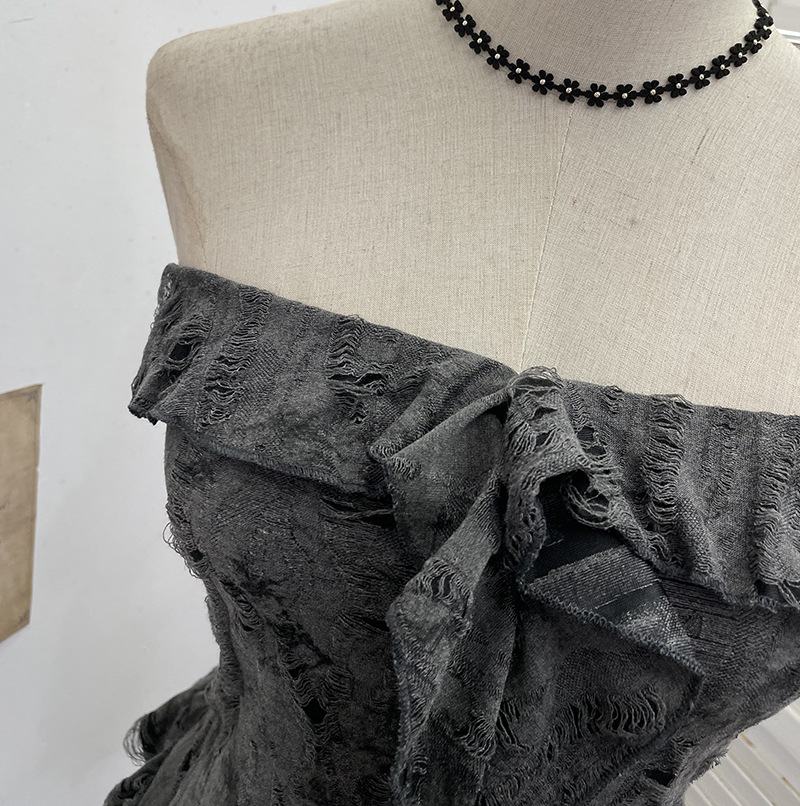 Ombre Asymmetrical Distressed Frilled Bandeau Vest