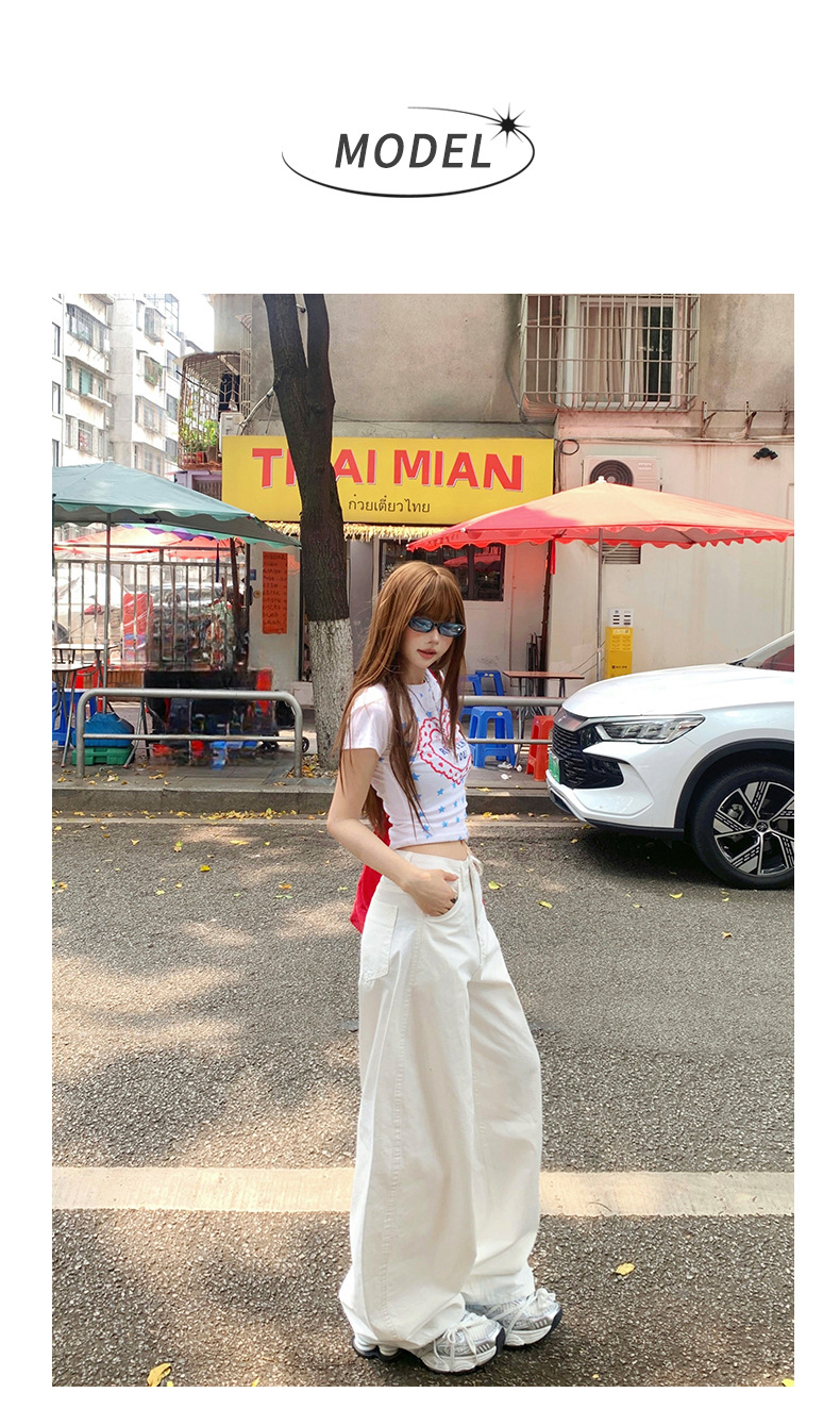 Women's White Pants Loose Slimming Drape High Waist Wide Leg Trousers