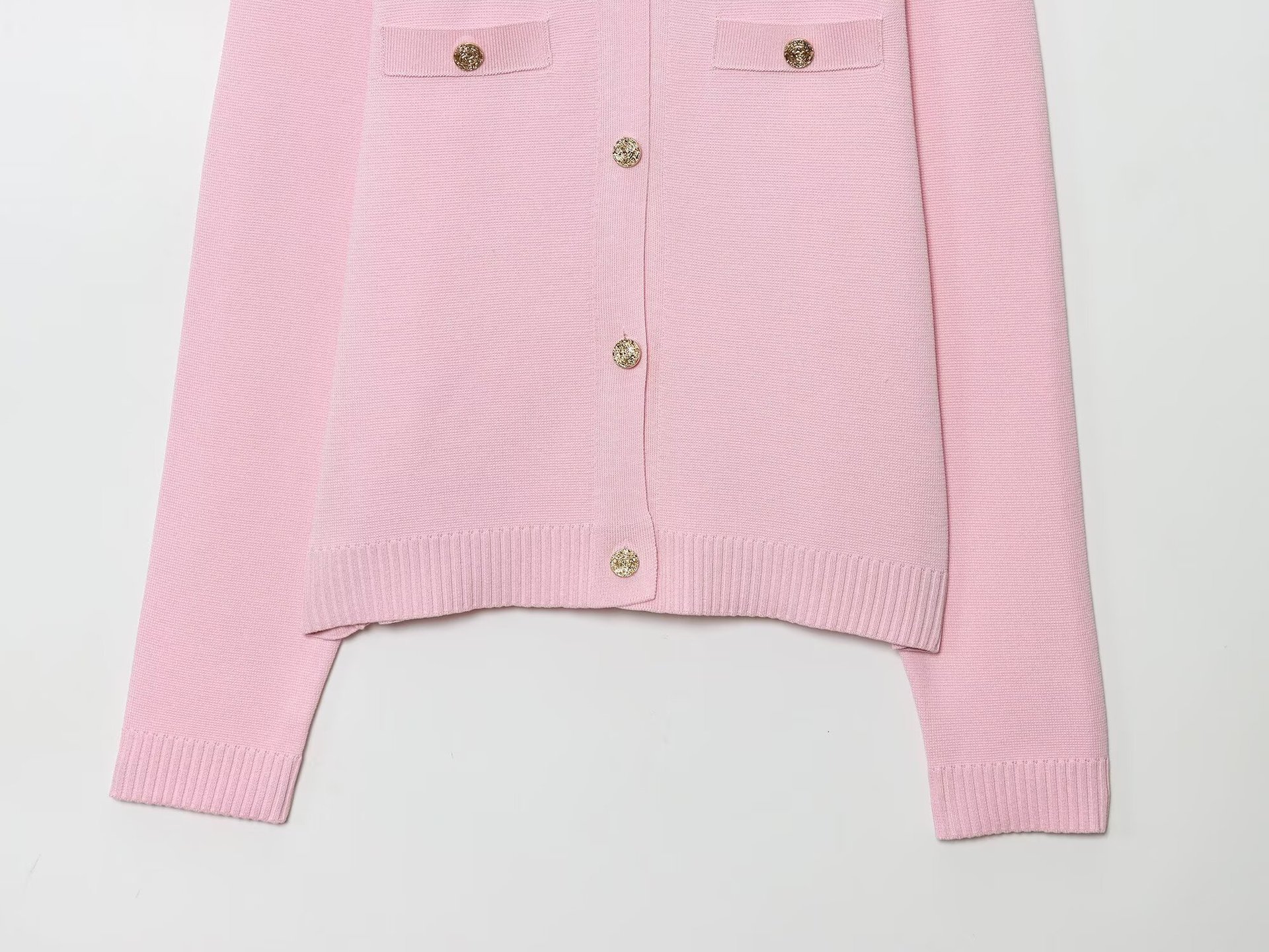 Ladies Crew Button-Front Quad-Tone Sweater