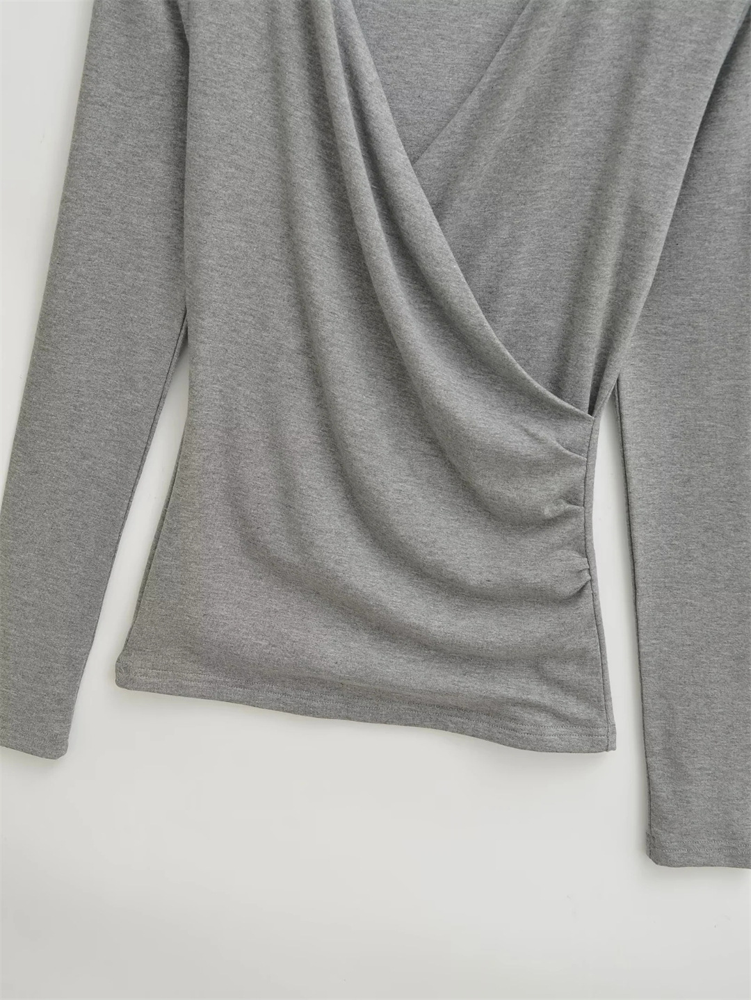 Ladies Plunge Crisscross Full-Sleeved Slim Fit Tee