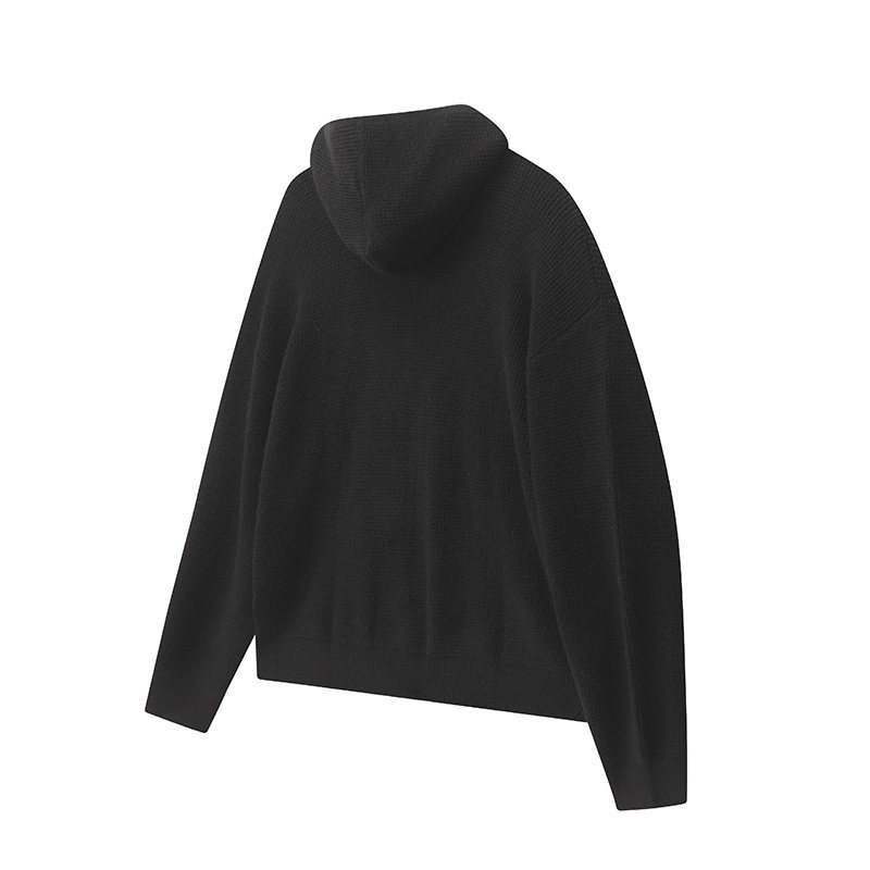 Relaxed Plain Ribbed Hood Wrap Cardigan