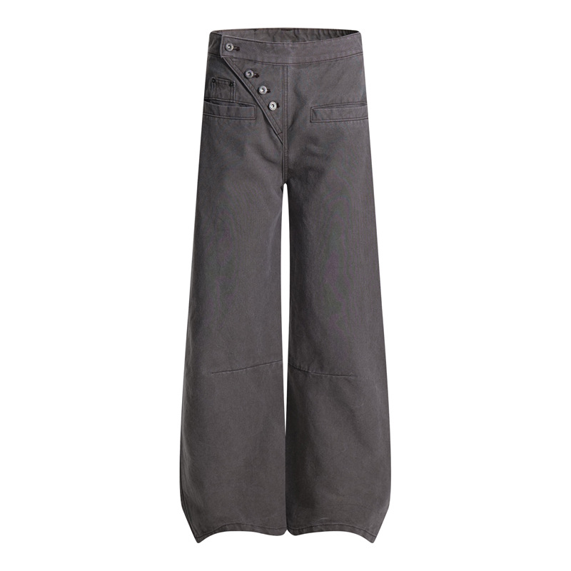 Original Streetwear Brand Design Vintage Button Decoration High-Street Cool Loose Casual Knife Pants Jeans Long Pants