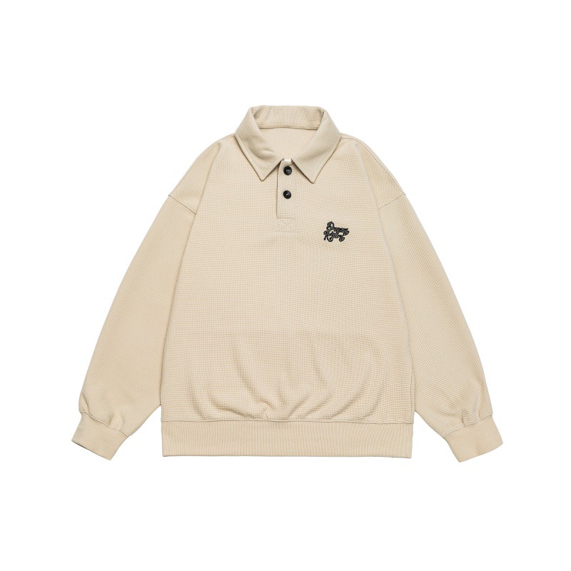 Oversized Graphic Button-Front Honeycomb Hoodie