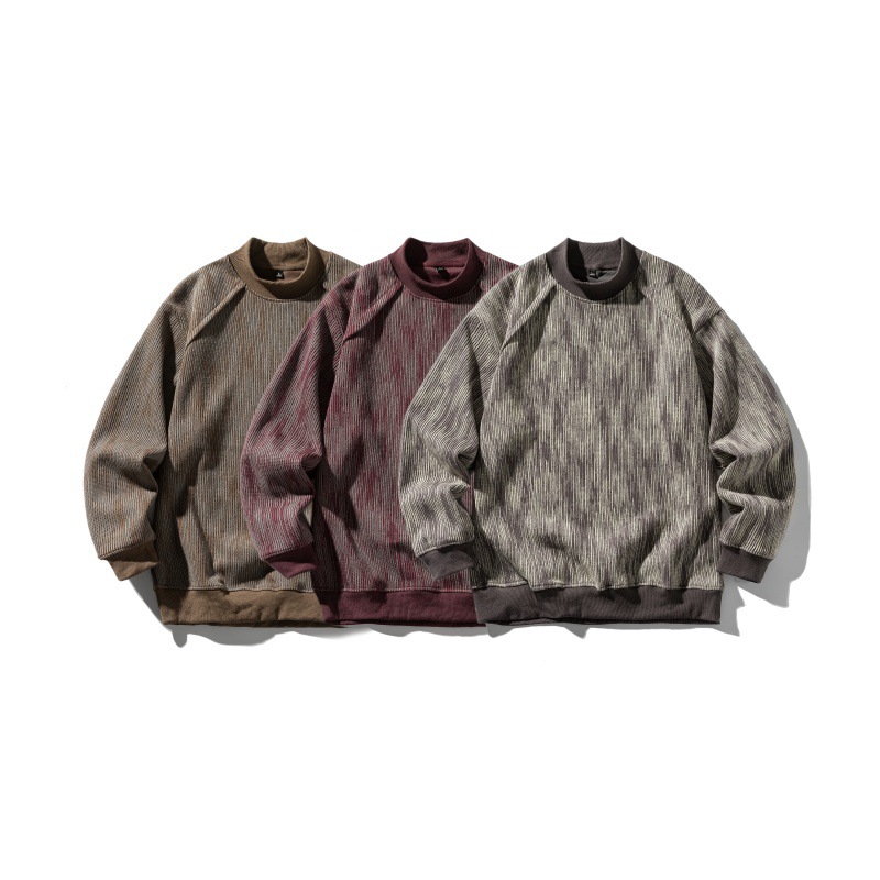 Mens Oversized Ombre Paneled Stand Collar Sweatshirt