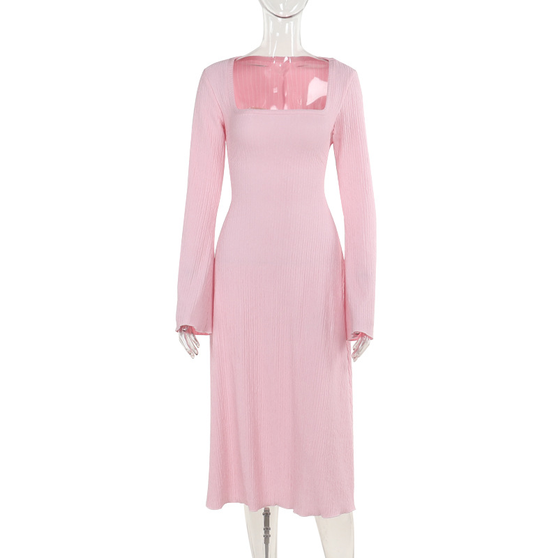 Angular Neck High Waist Full Sleeve Bodycon Skirt