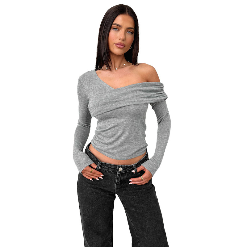 Ladies Plain Bardot Neckband Maxi Arm Tee