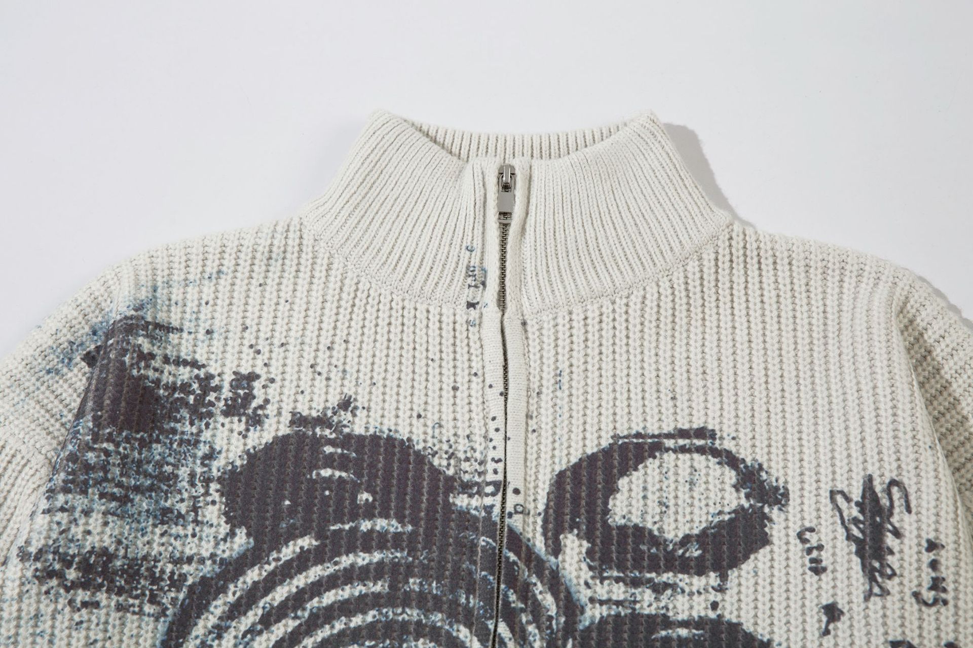Streetwear Loose Fit Long Sleeve Print Sweater