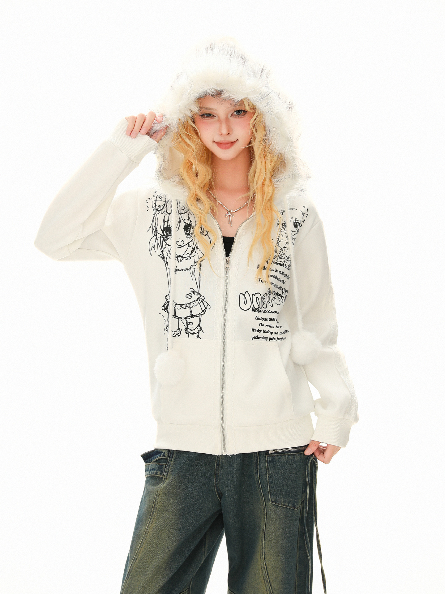American Vintage Graphic Oversized Long Sleeve Hoodie