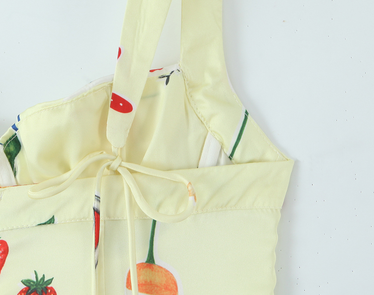Women's Clothing Yellow Fun Print Three-dimensional Bust Support Mini Dress