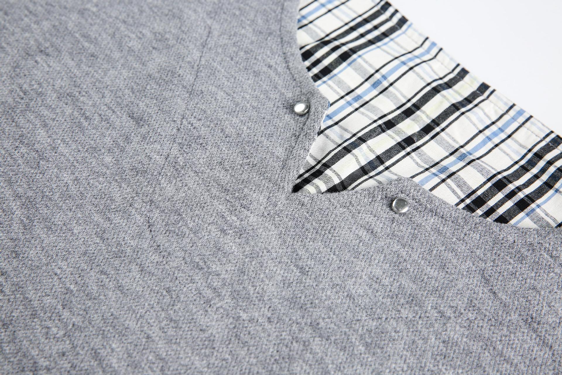 Plaid Mock Layered Hoodie