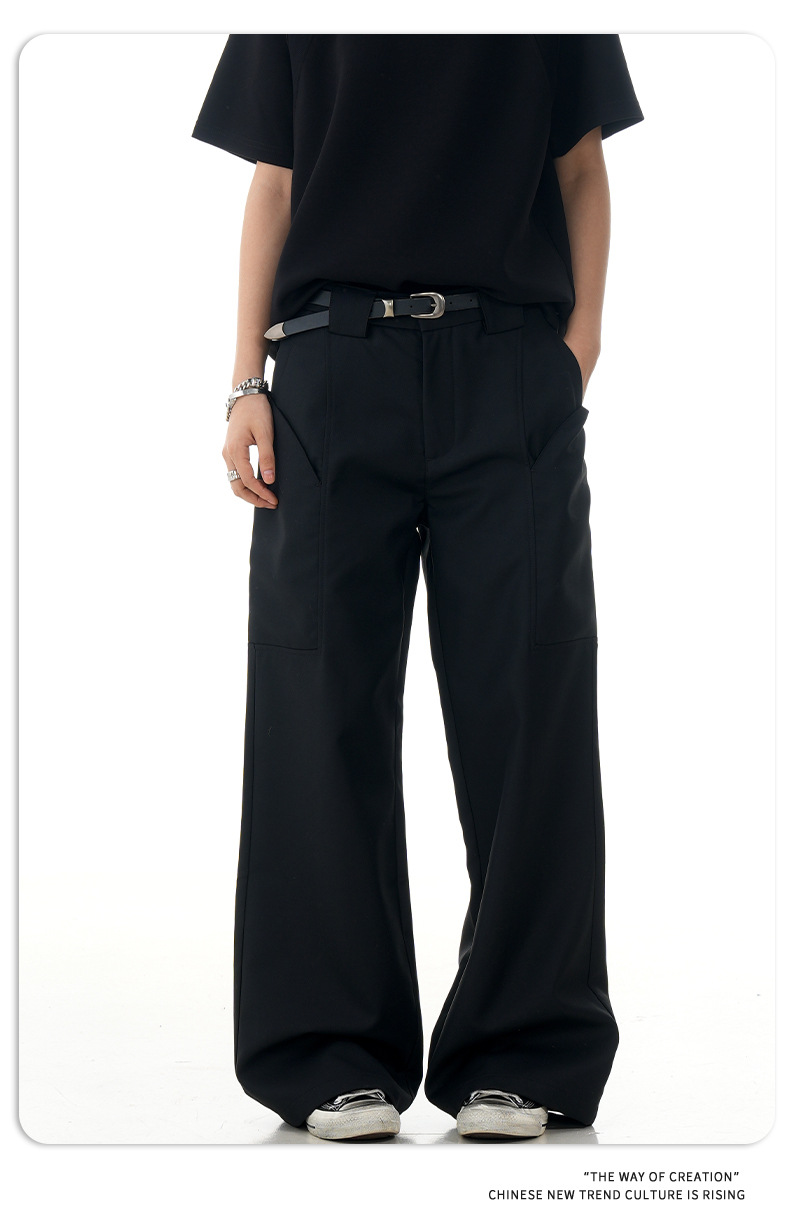 Loose Straight Trousers for Men and Women Simple Blended Commuting Slim Fit Casual Long Pants