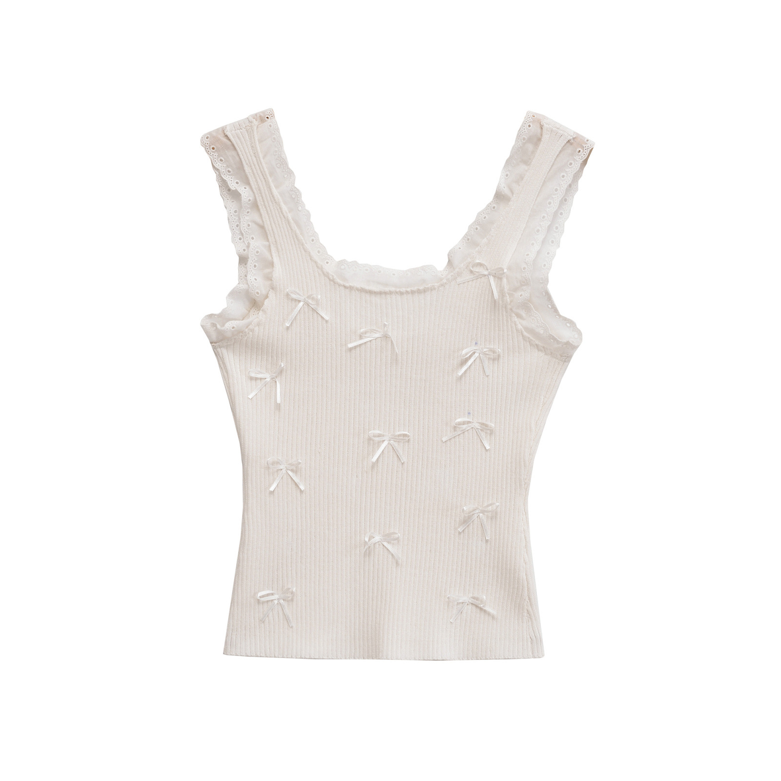Ribbon Tie Crew Neck Vest