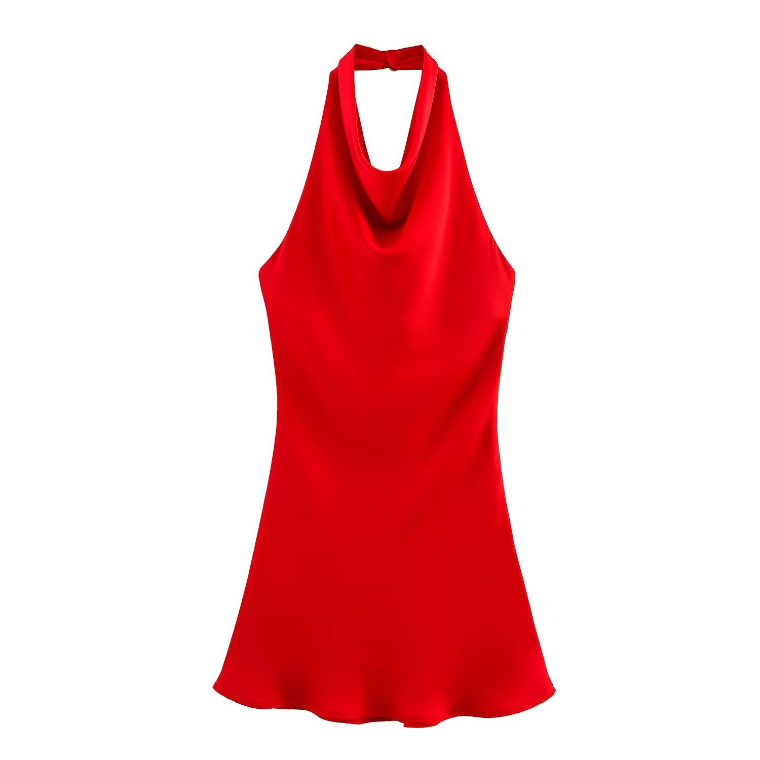 High Waist Halter Sleeveless A-Line Polyester Dress